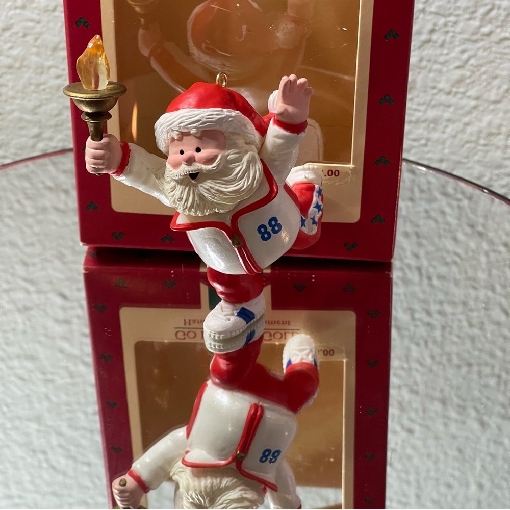 Vintage Hallmark 1988 “Go for the Gold” Santa Torchbearer Ornament